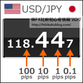 為替レート 米ドル円 0.1pips 1pips 10pips 100pips 意味