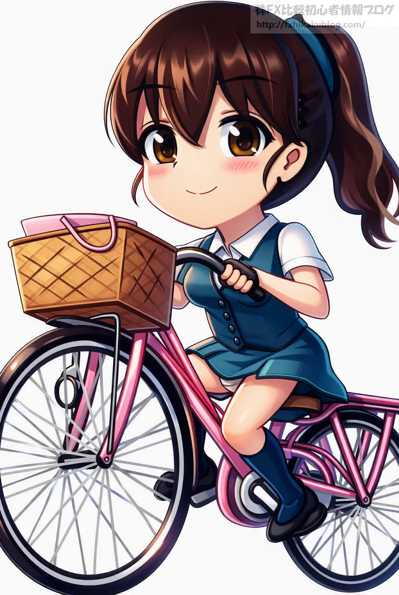 白いパンティーが見えてる自転車で走るポニーテールの女子高生
