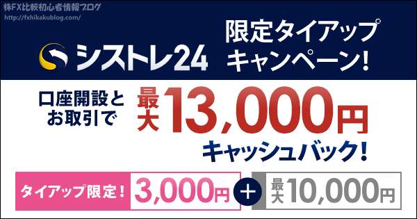 シストレ24 限定タイアップキャンペーン 最大13000円