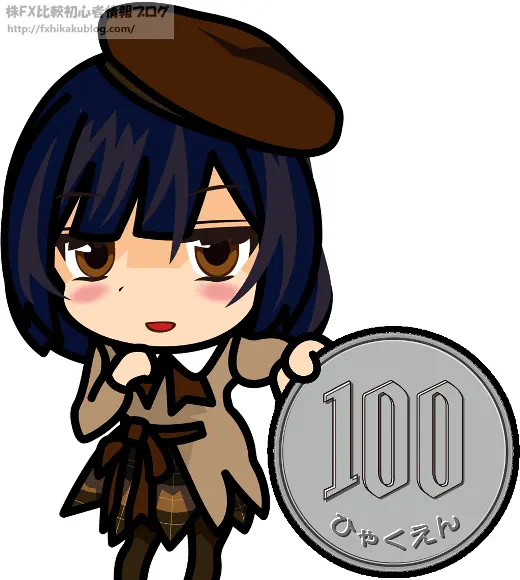 巨大な100円玉を持つ幼女